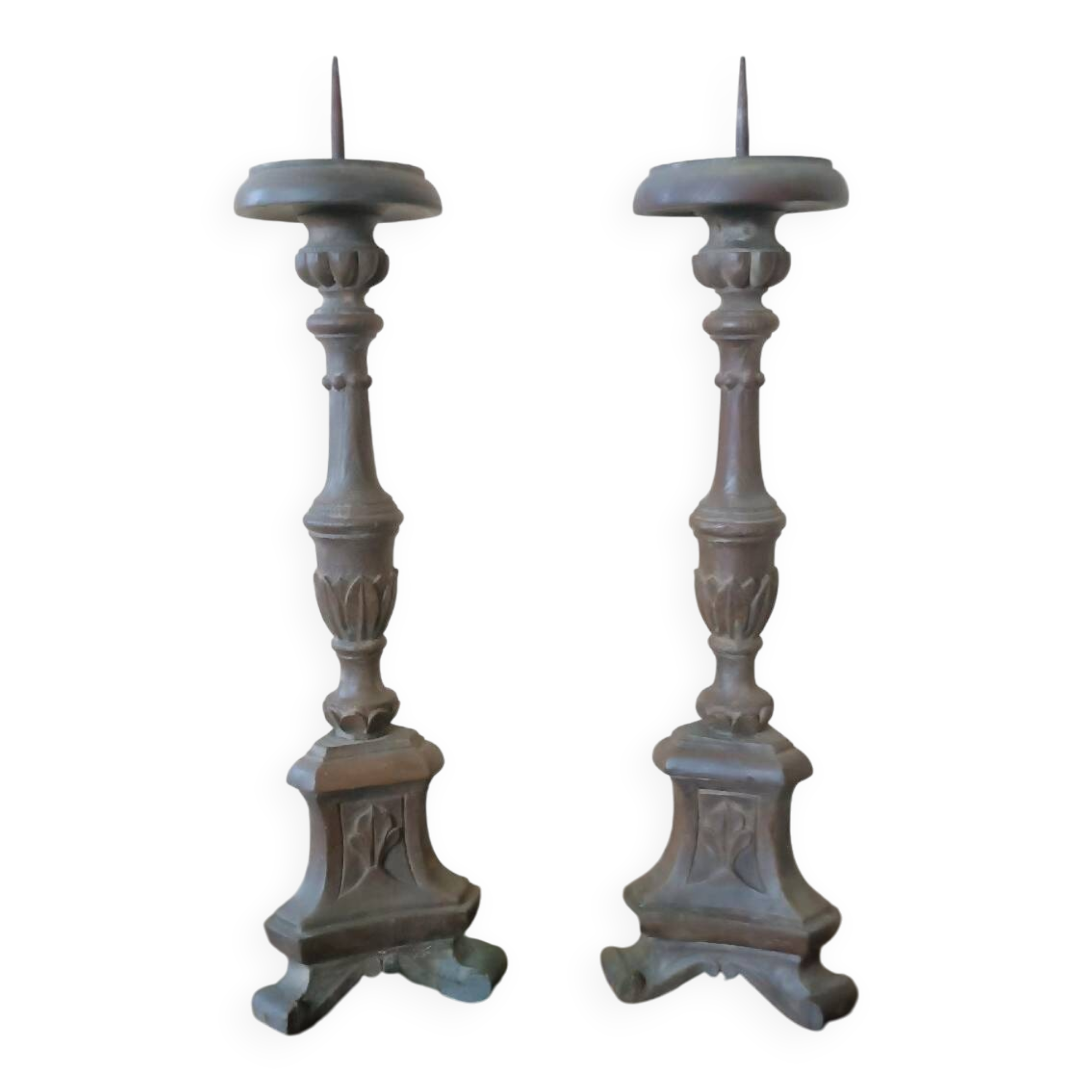 Pair of wooden candlesticks from Italy, late 18th century