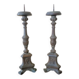 Pair of wooden candlesticks from Italy, late 18th century