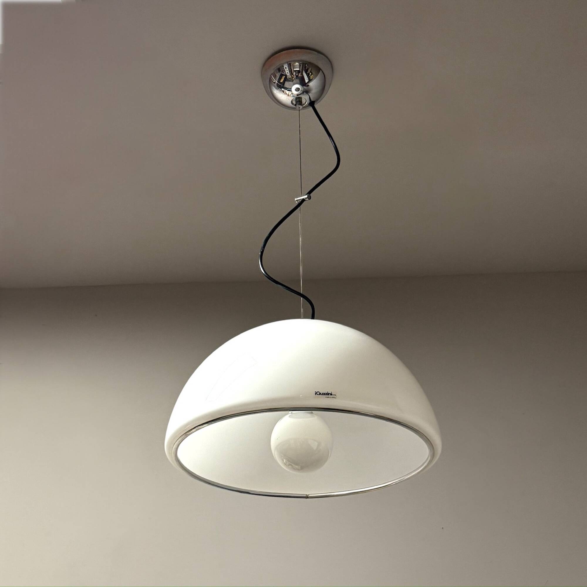 Vintage iGuzzini Hanging Lamp in White Acrylic Model 3072, 1970s