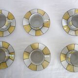 6 60s striped iridescent porcelain coffee cups