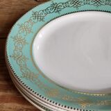 Six plates of vintage Badonviller earthenware with gold frieze