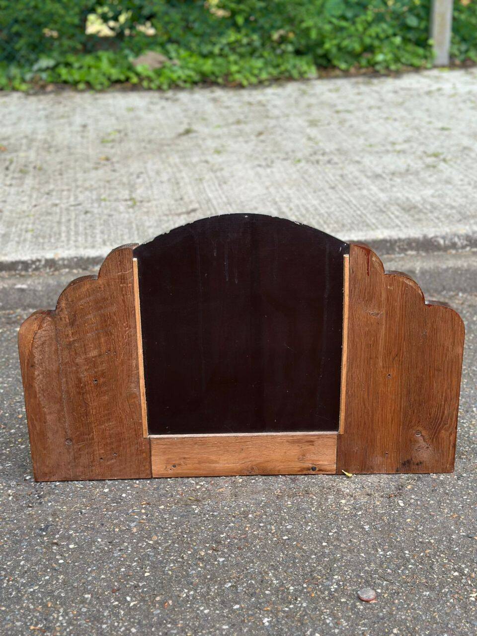 Art Deco dressing table mirror from the 1950s in solid oak.