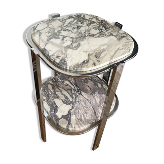 Chrome steel and Calacatta marble side table