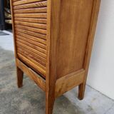 1950s oak filing cabinet with sliding curtains