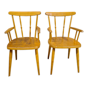 Paire de chaise fauteuil en bois