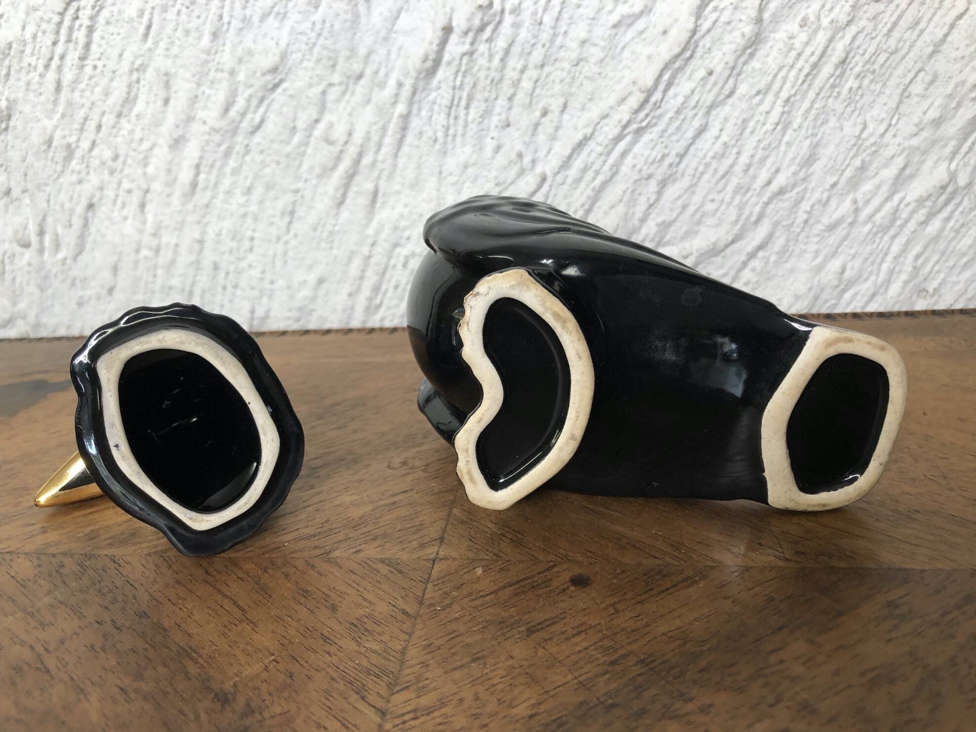 Jewelry box ceramic candy box black and gold bird shape