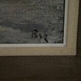 Oil on canvas of Breton farms by Pasquier, early 20th century