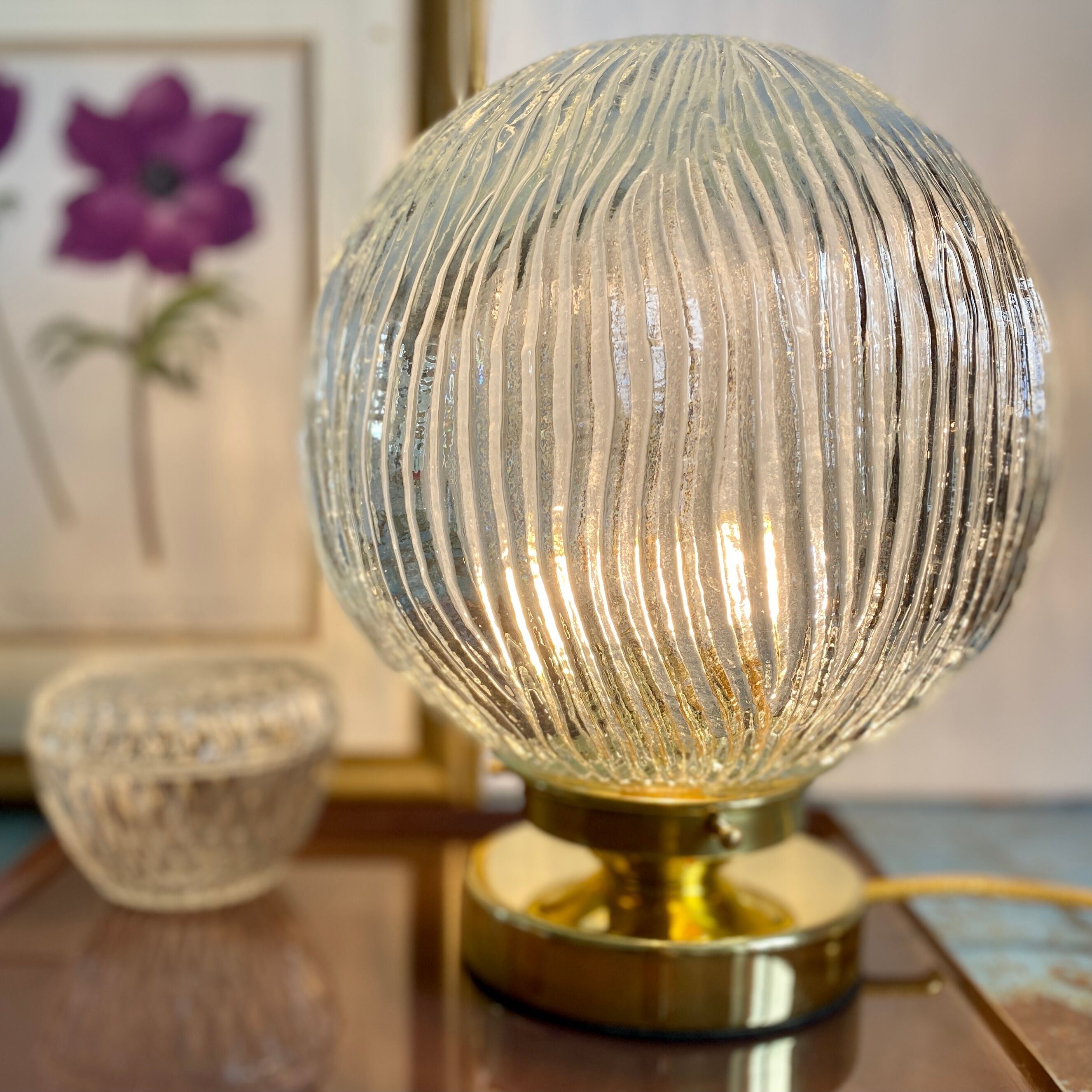 Vintage glass globe table lamp