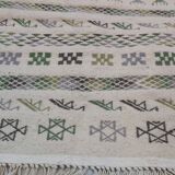 Handmade Berber white patterned white carpet