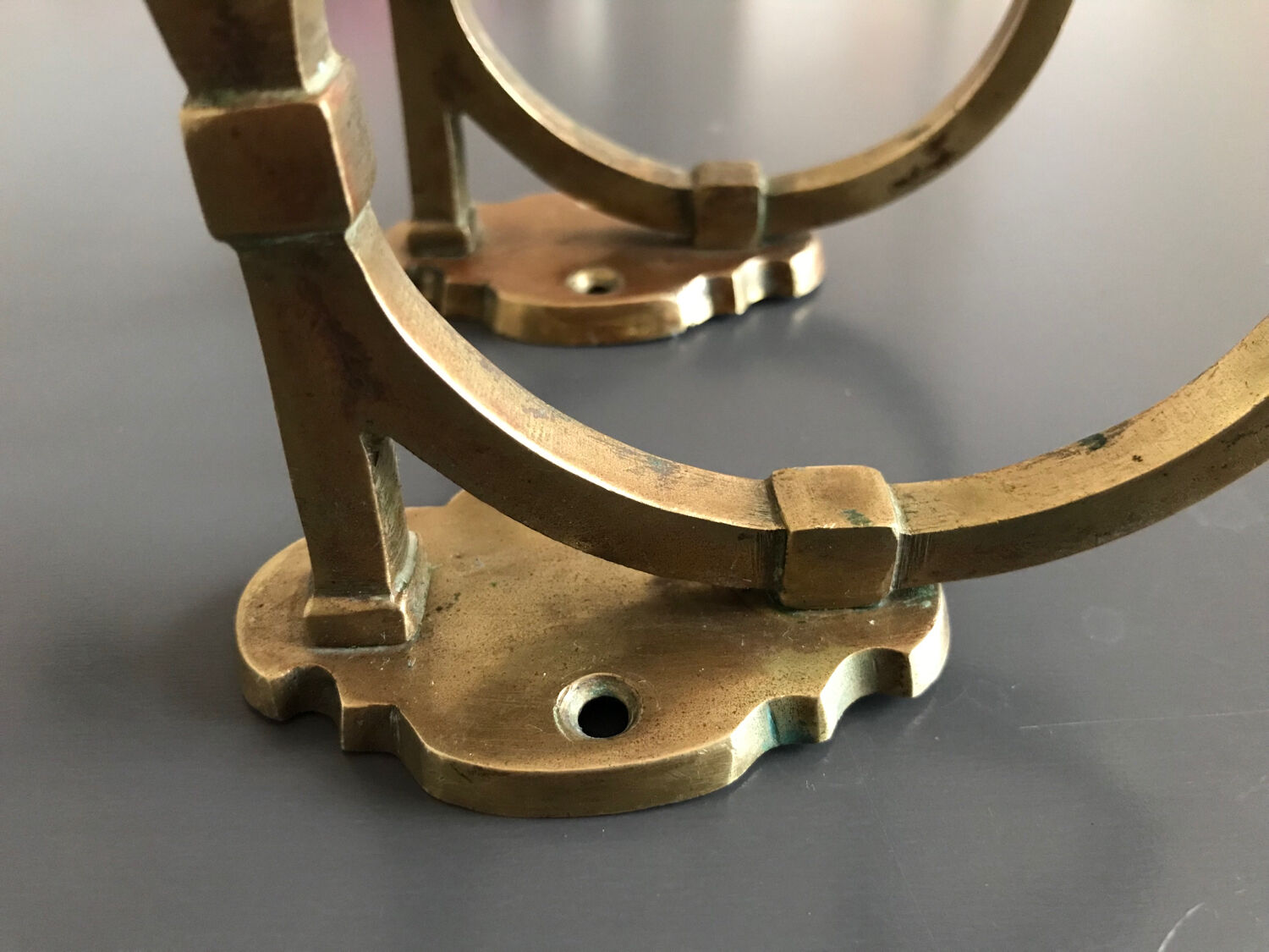 2 double hooks vintage brass coat rack