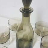 Service à liqueur en verre teinté