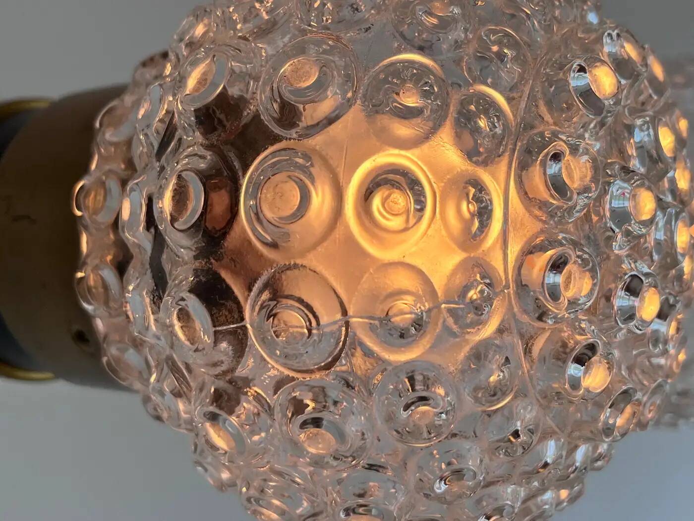 Mid-century glass and brass pendant by Napako, 1960s
