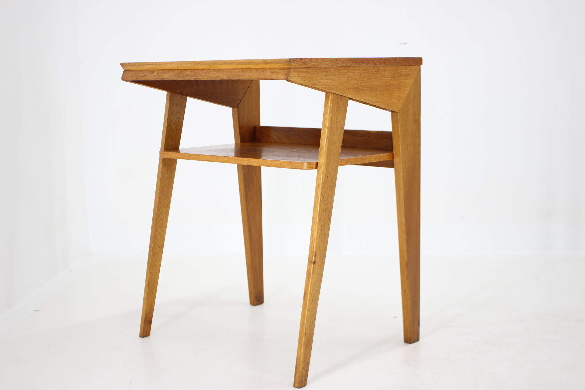 1960s Oak Side Table or TV Rack ,Czechoslovakia