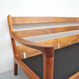 Senator sofa with black leather cushions by Ole Wascher for France and Son