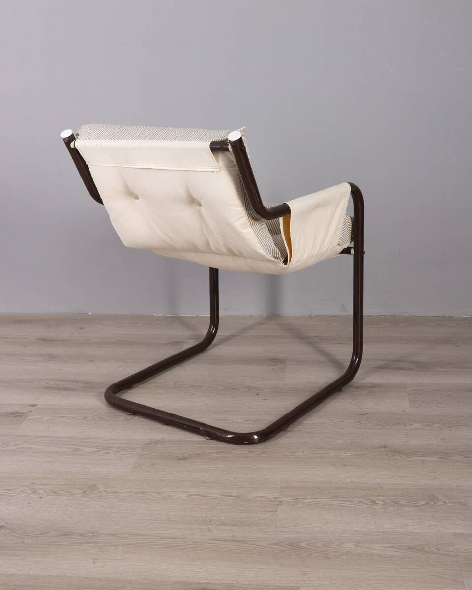 Vintage 70's metal and fabric armchair, scandinavian design