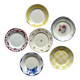 Set of 6 mismatched old earthenware flat plates Céranor Moulin des loups Digoin ACC-7187