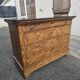 Restoration period commode in walnut burl and black marble – 19th century