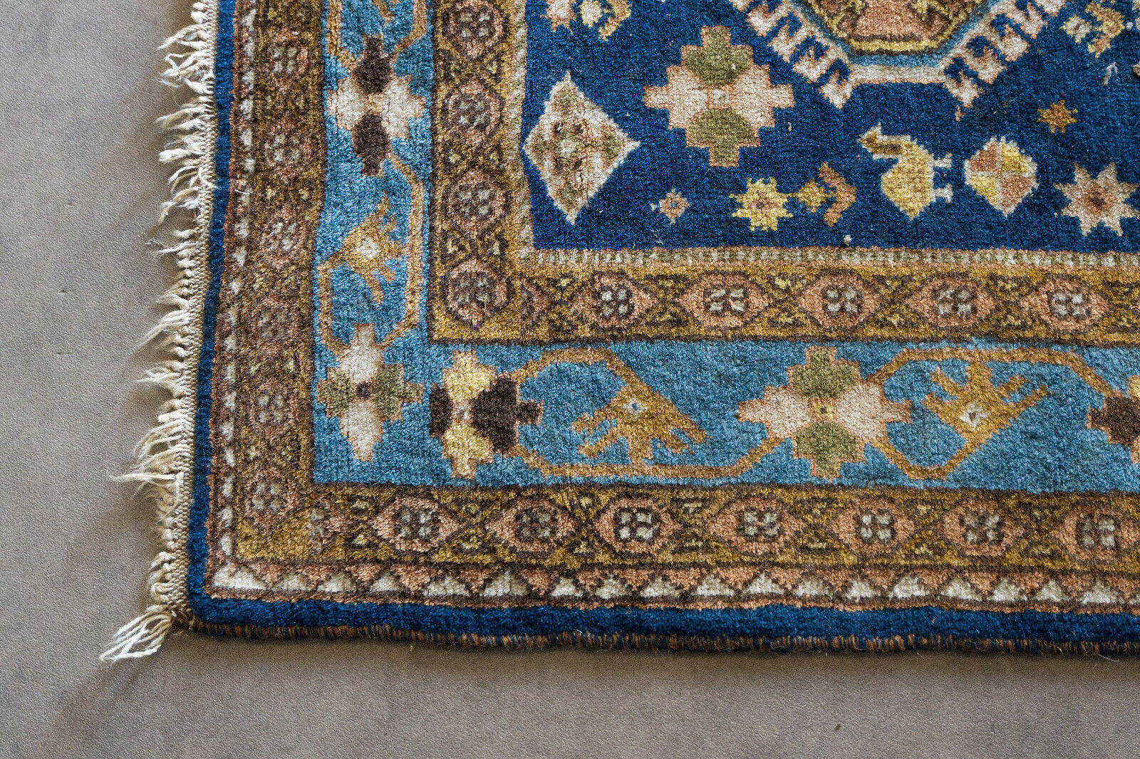 Oriental carpet 152 x 110 cm Blue background Handmade XXth
