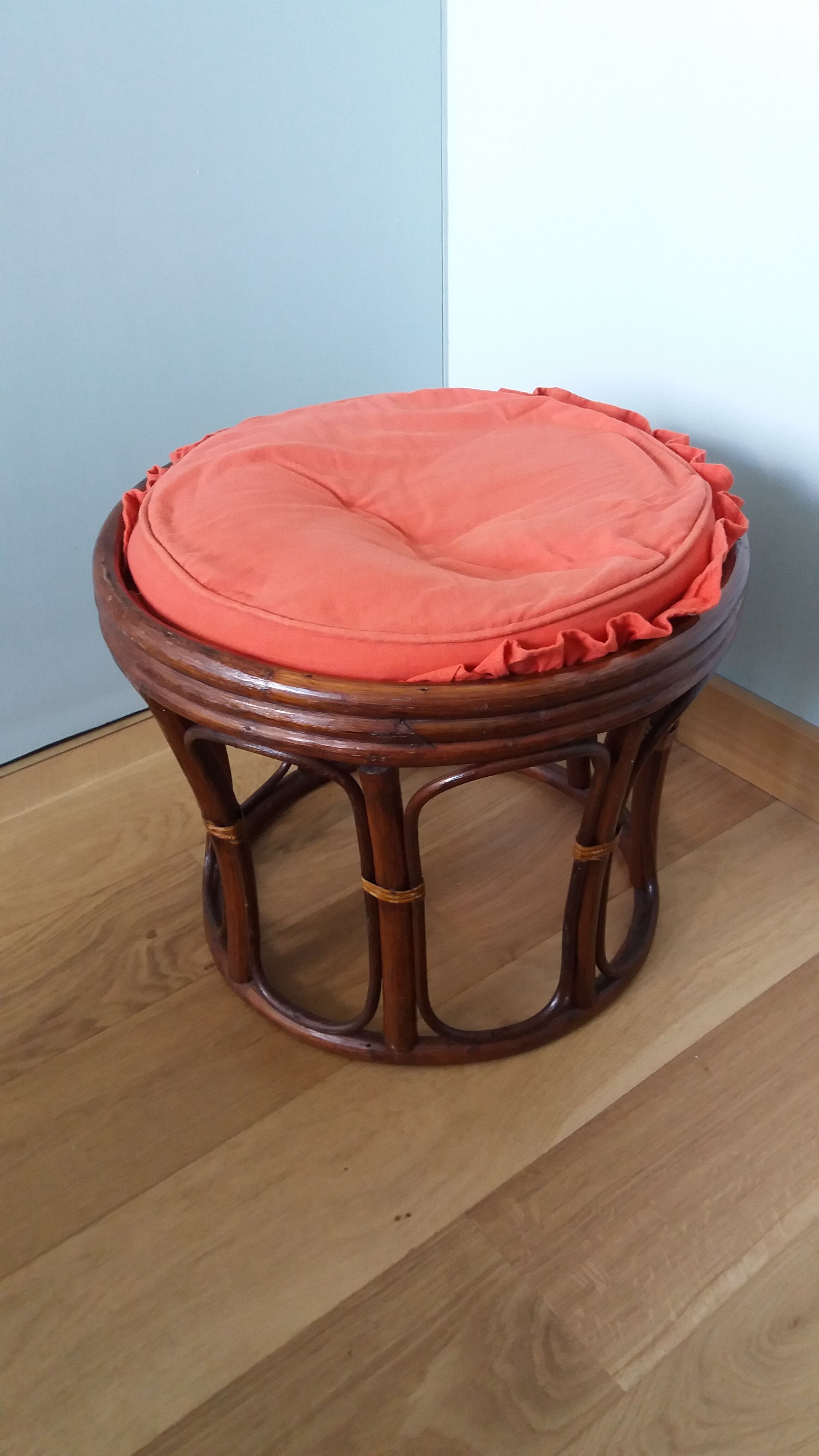 Rattan wicker pouffe stool