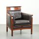 Art Deco design armchair with dark brown cowhide upholstery