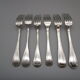 Set of 6 antique silver metal forks mismatched for a chic table