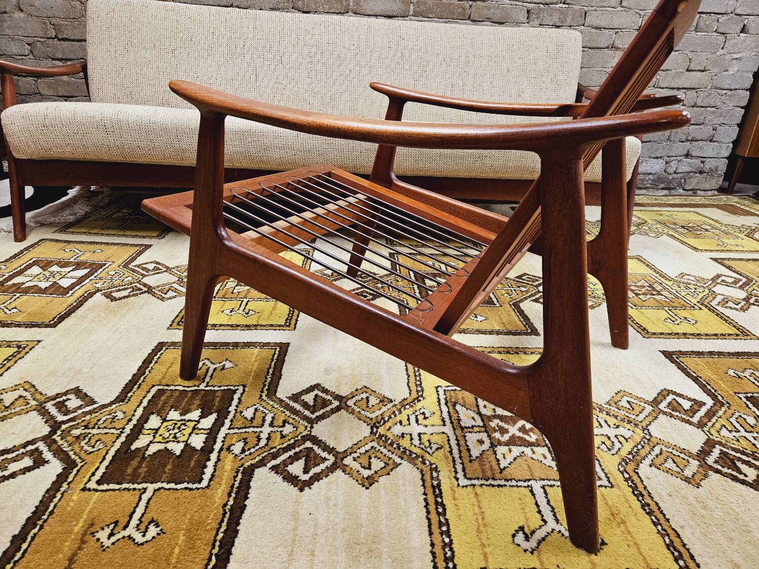 Danish teak Scandinavian sofa armchair set 1960