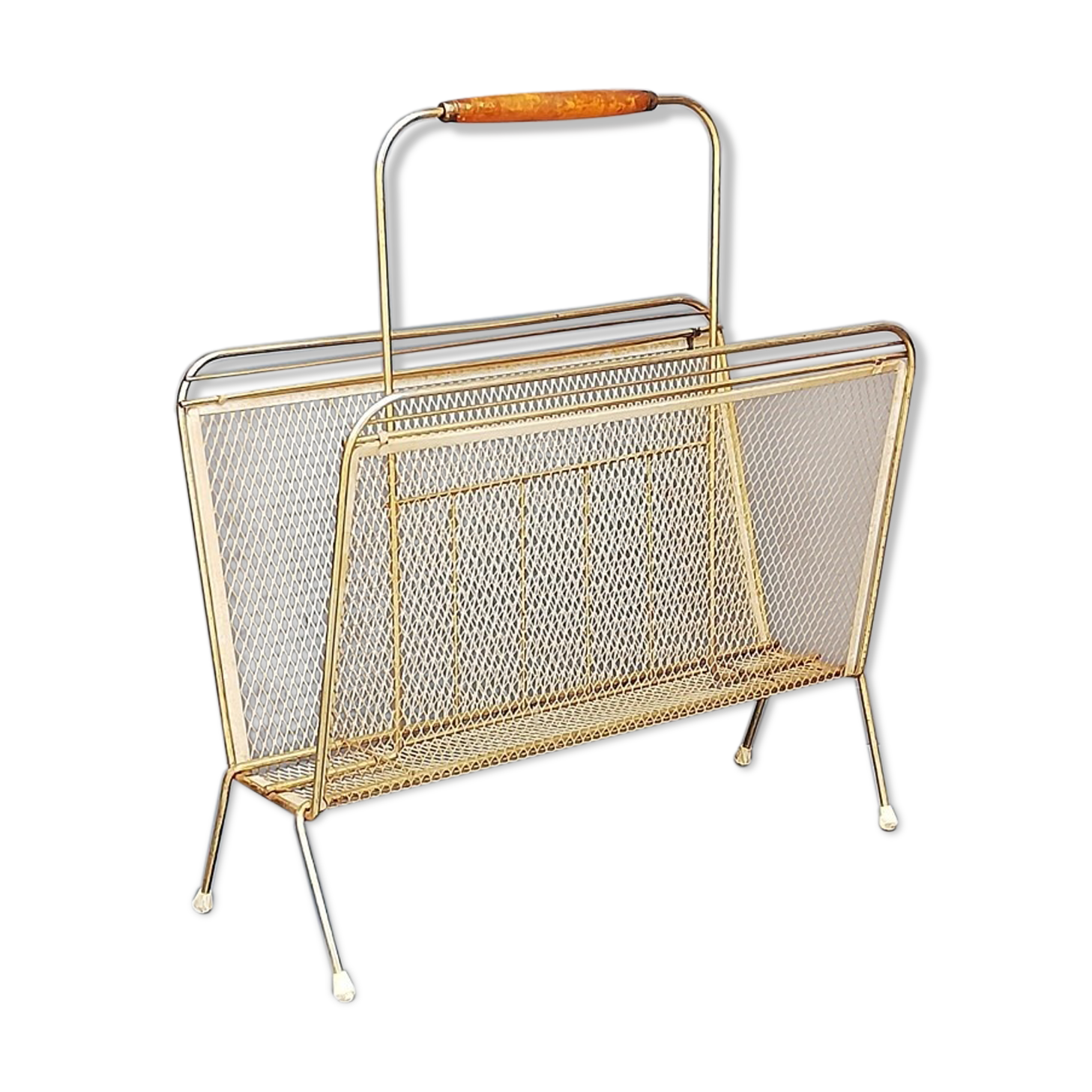Porte revues en métal doré vintage