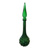 Italian carafe in Empoli glass, Boules model, green color, year 60.