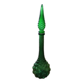 Italian carafe in Empoli glass, Boules model, green color, year 60.
