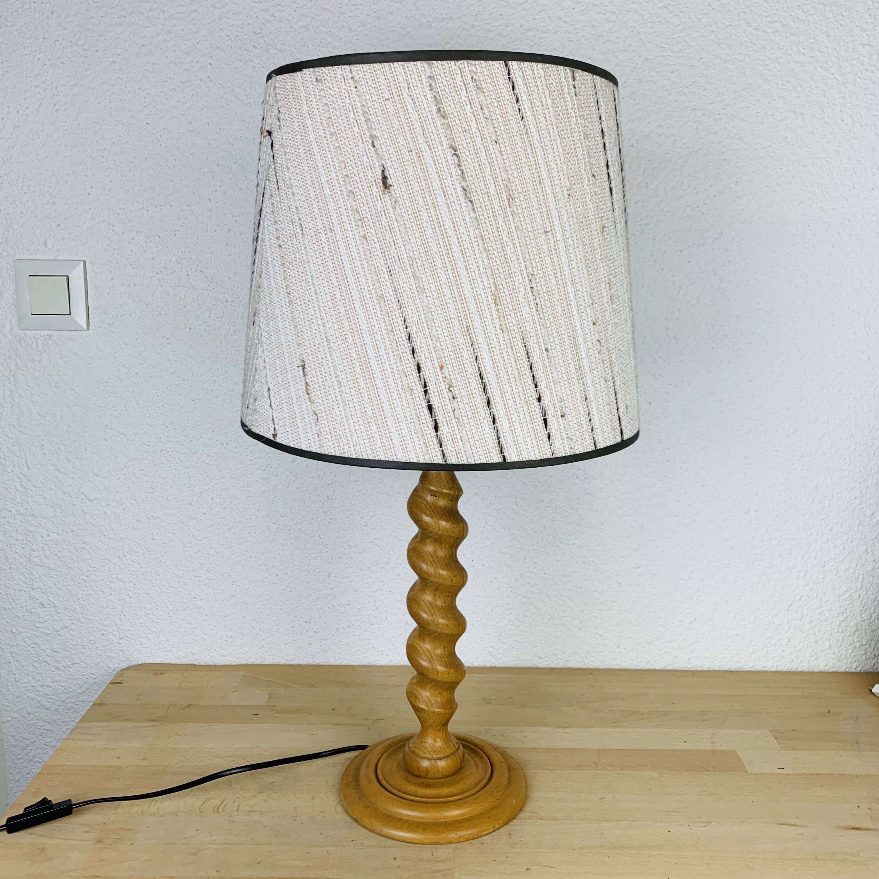 Turned wood lamp from the 70s