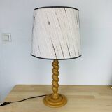 Lampe bois tourné années 70