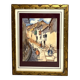 Gouache, lively street scene, South America, signed, 20th century