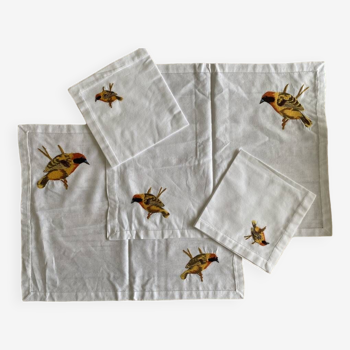 Set of 2 placemats and their “birds” napkins