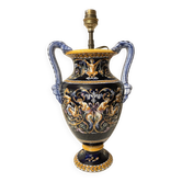 Pied de lampe Gien décor Renaissance peint à la main