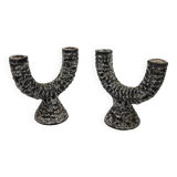 Pair of Fat Lava Candlesticks
