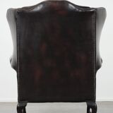 Cowhide leather Chesterfield wingback armchair in classic English style