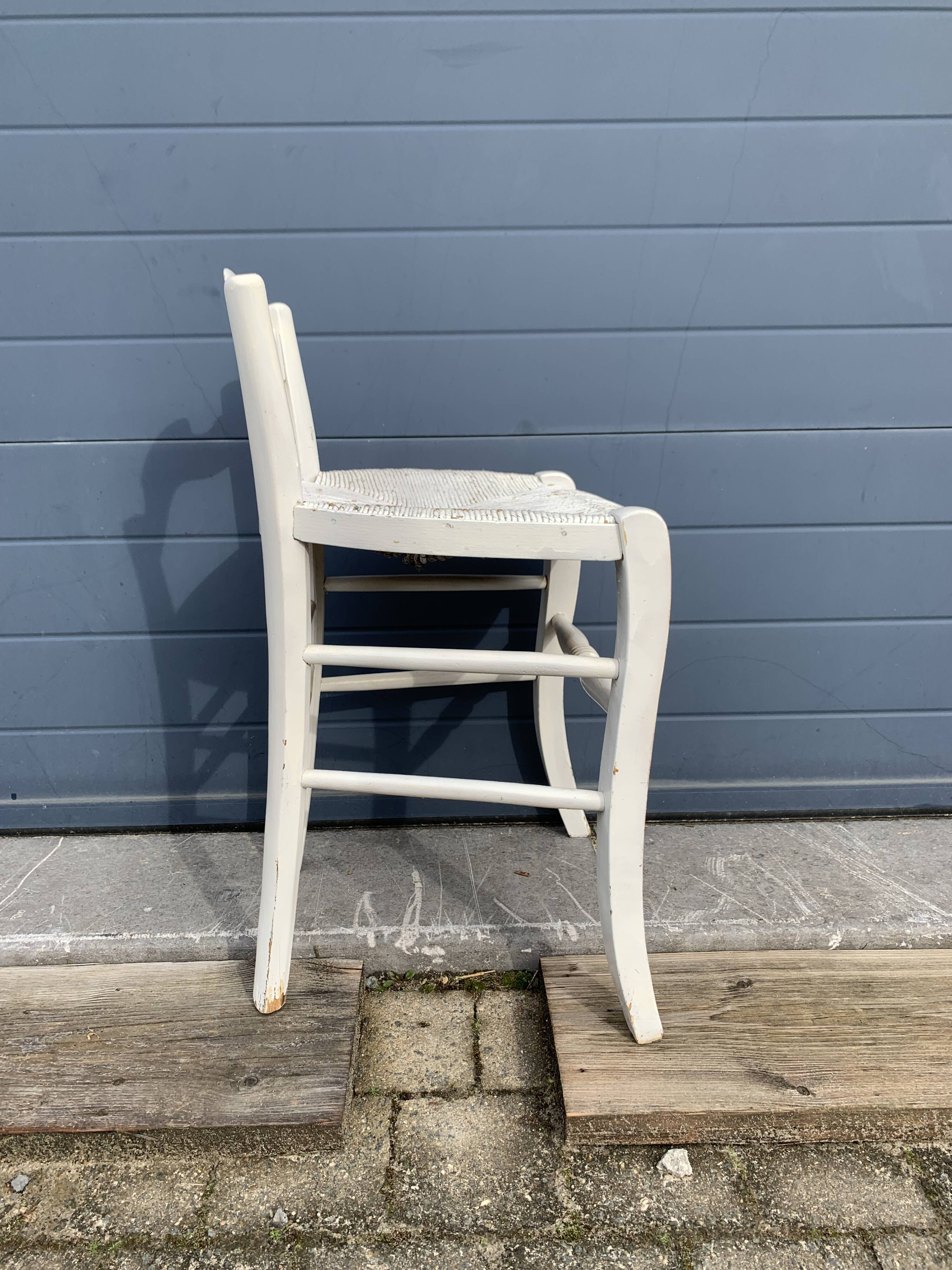 Vintage mulched stool painted white