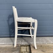 Vintage mulched stool painted white