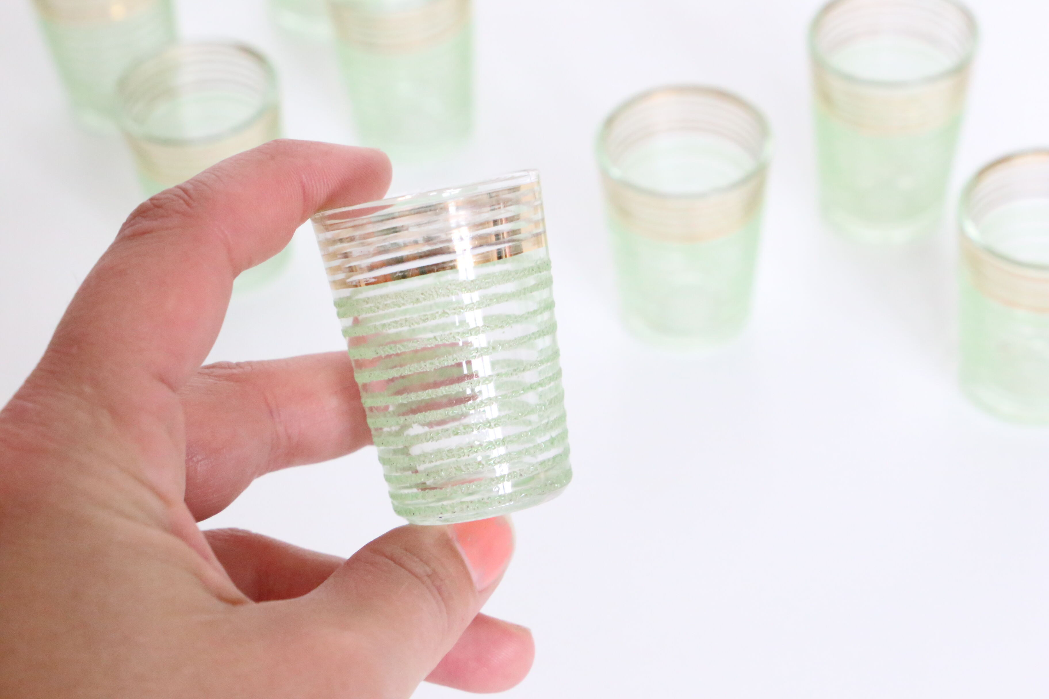 Liquor glasses, 8 glasses, art deco