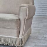 1970s, Danish vintage chair, furniture velour, ash wood, original condition.