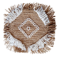 Cushion cover in natural raffia, shells and embroidery in macramé.