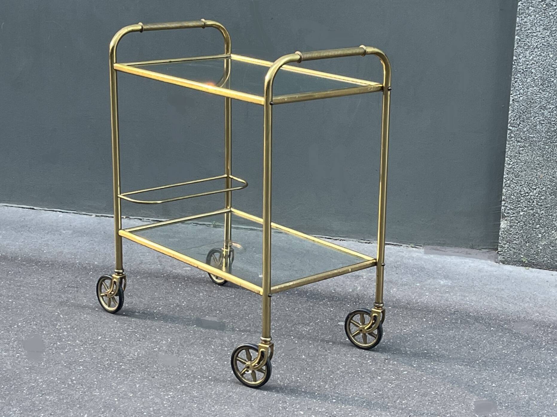 Minimalist solid brass server from the 60s