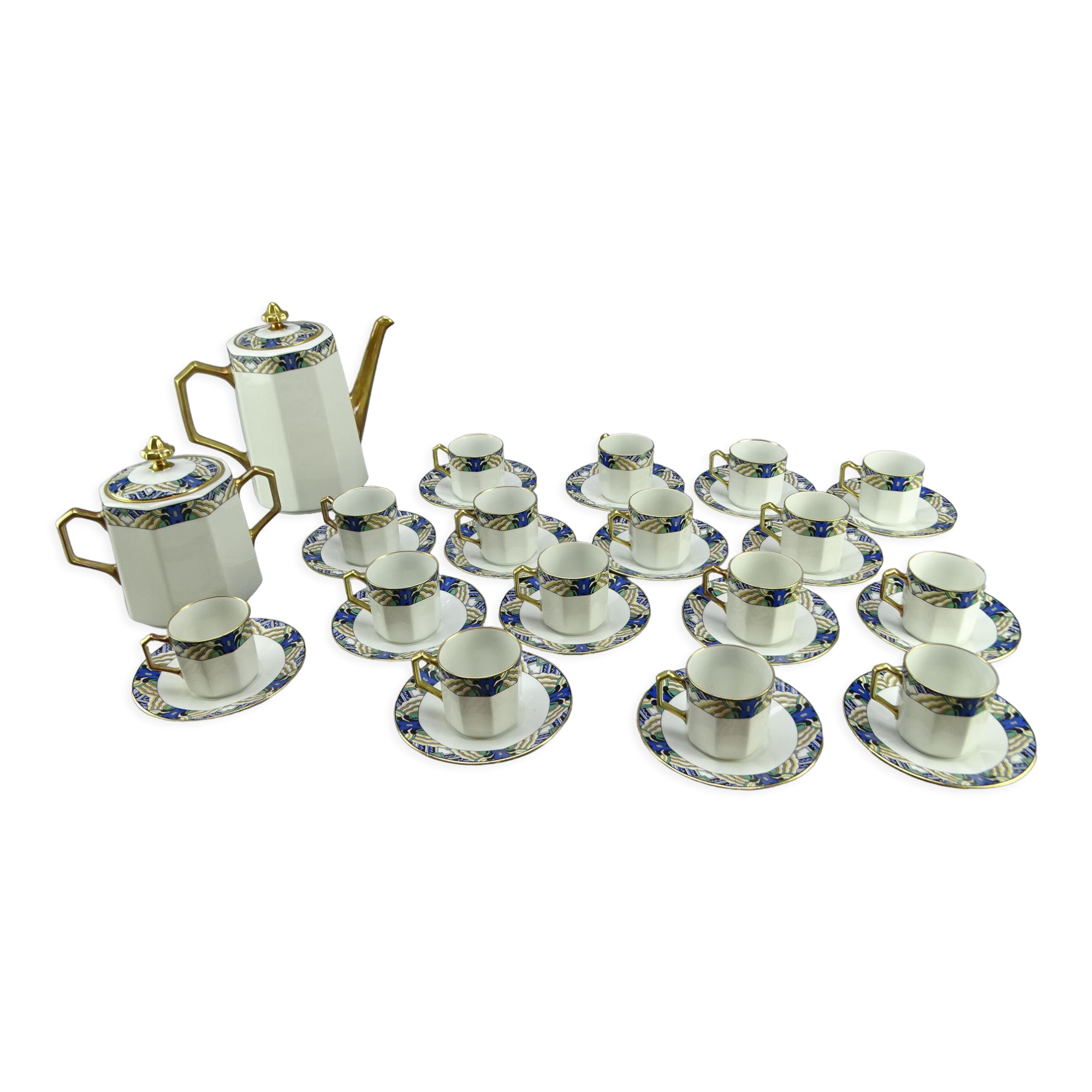 Vintage Limoges porcelain coffee service Atelier Descotte. Redrink . Barranger