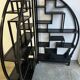 Vintage Black Circular Asian-Inspired Shelf Étagère, 2 parts