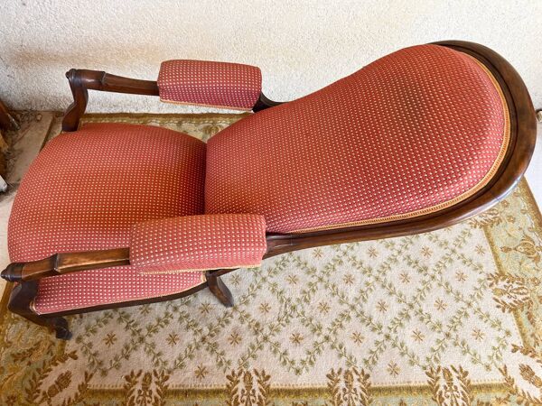 Fauteuil Voltaire à crémaillère XIXem en noyer