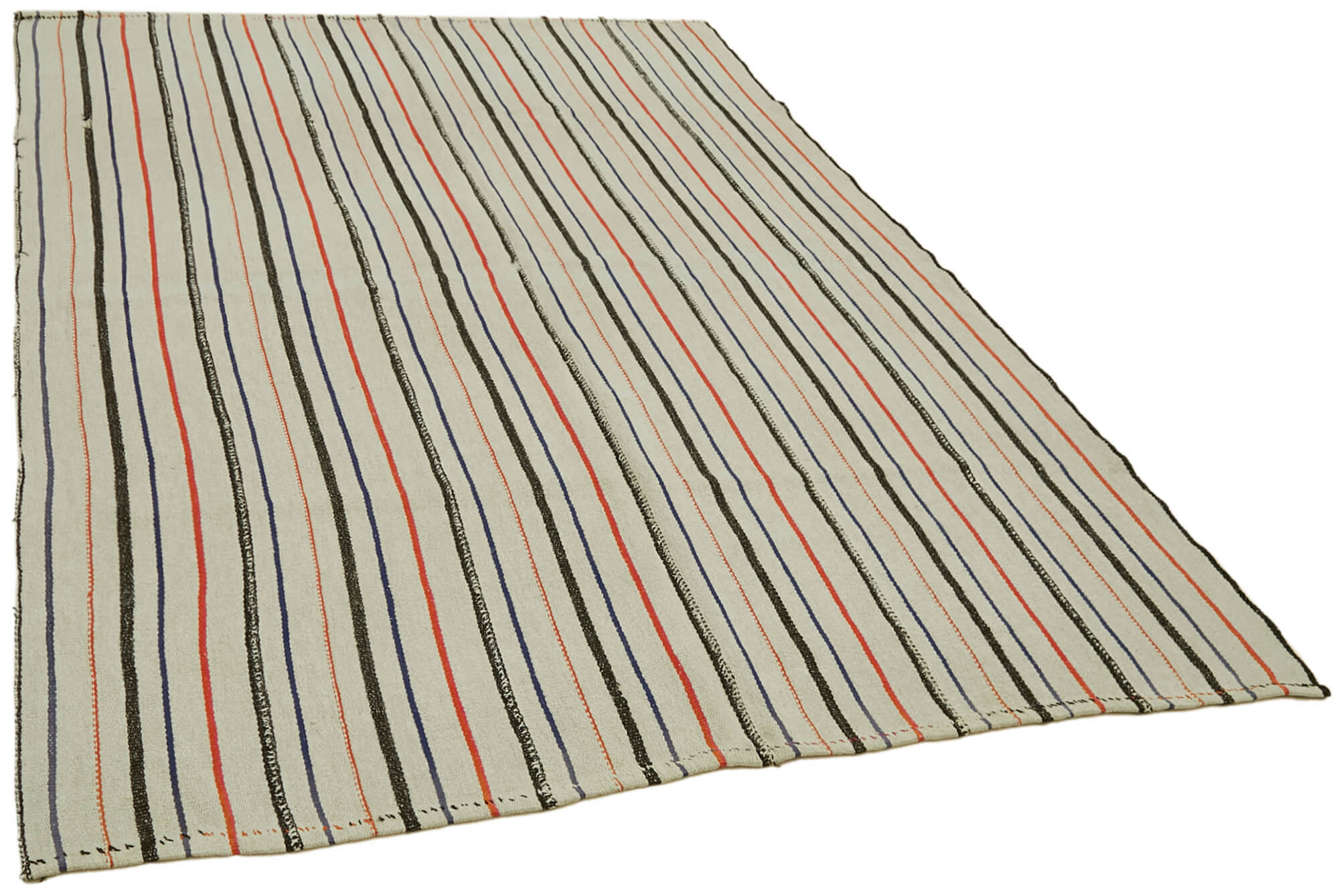 Handmade anatolian nomadic 1980s 165 cm x 231 cm multicolor hemp kilim carpet