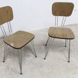 Paire de chaises Formica 1970 pieds Eiffel marron