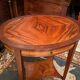 Oval pedestal table with a drawer and a tablet decorated inlaid Louis XVI style