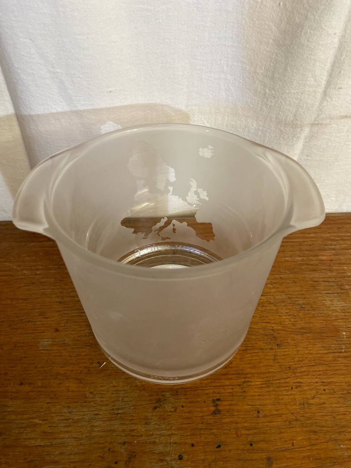 Seau A Glace Ancien SPIE Verre Moulé Carte Europe Vintage