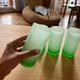 Set of four vintage frosted glass glasses